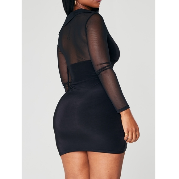 🎀NWT🎀 PrettyLittleThing Shape Mesh Lace Up Front Bodycon Dress - Picture 3 of 5